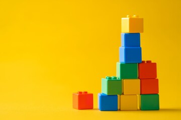 Naklejka premium Colorful building blocks arranged in a stack