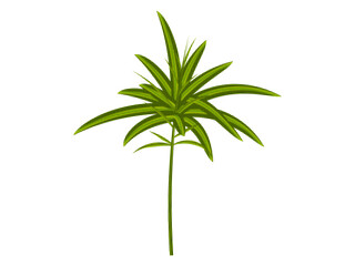 Tropical leaf with halftone grain texture. Exotic green plant for contemporary collage art. Palm leaves on a white background for advertising. Vector illustration.