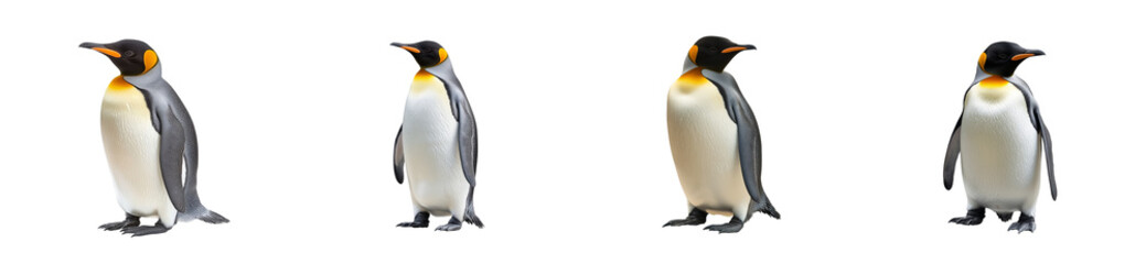 Emperor Penguins Standing Side, Black Background, Wildlife, Cut Out Transparent