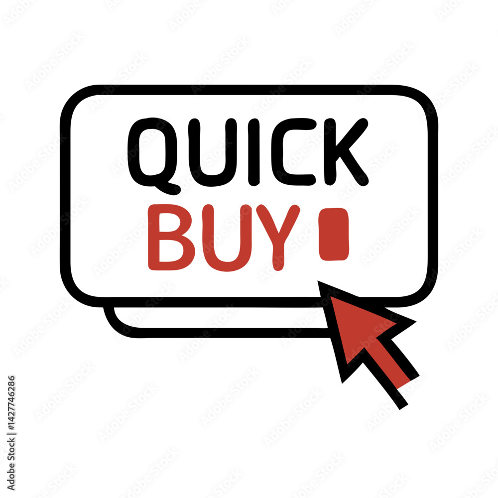 Poster quick buy button icon with red cursor and outline style