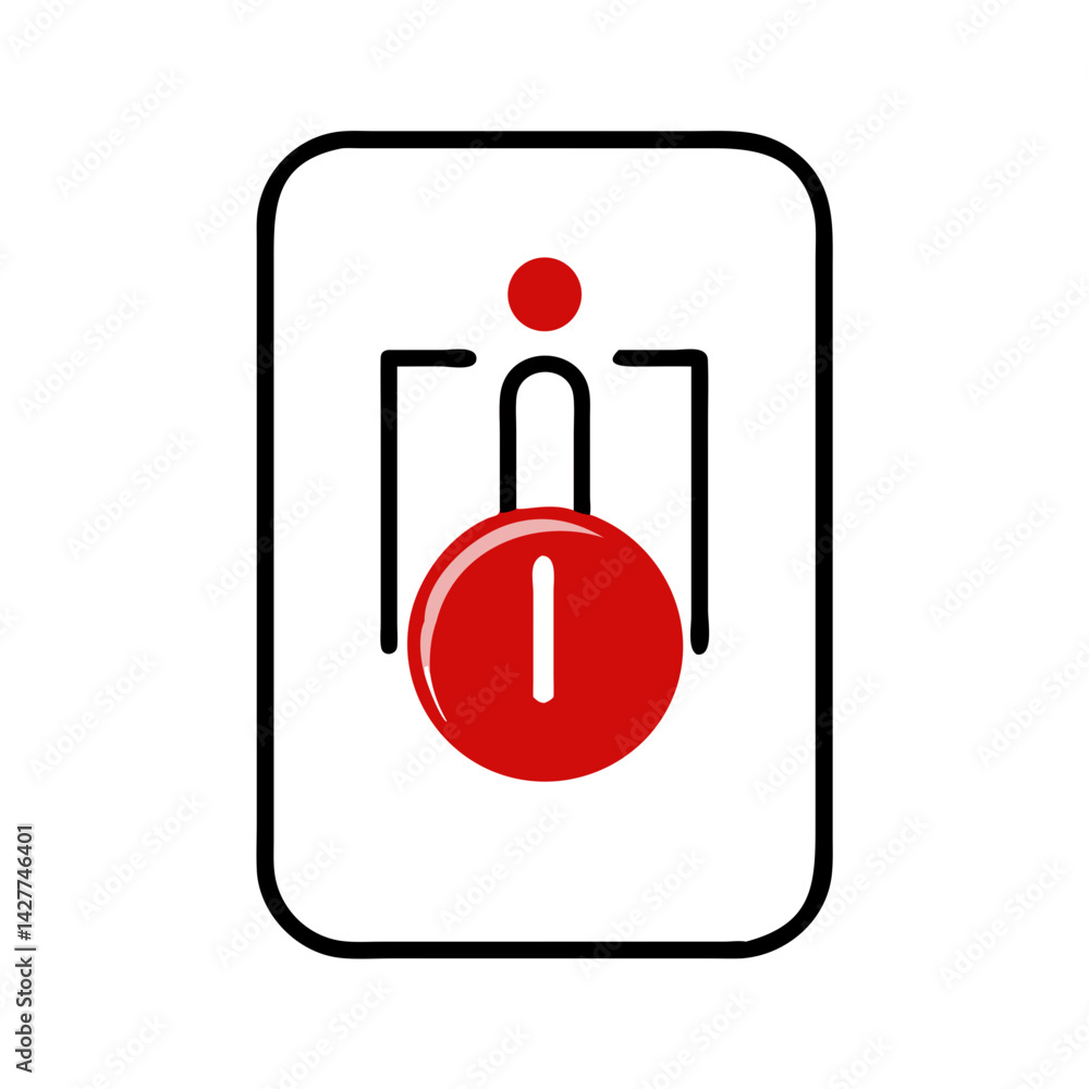 Poster power switch icon in red and black vertical layout