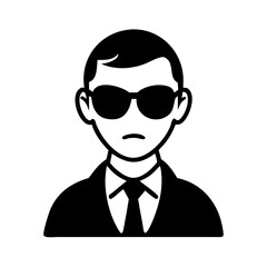 Man in suit with sunglasses icon in flat silhouette style