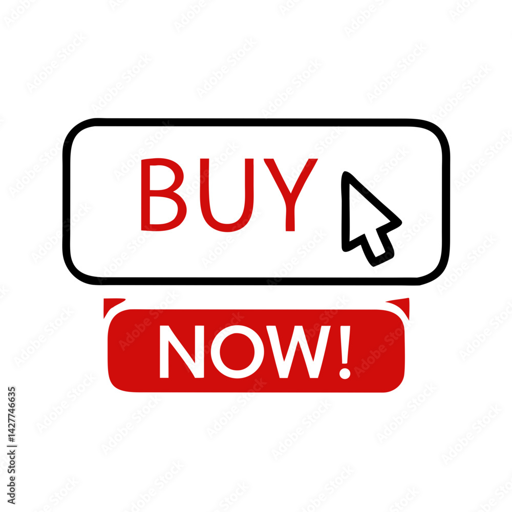 Poster buy now button icon with cursor in minimal online style