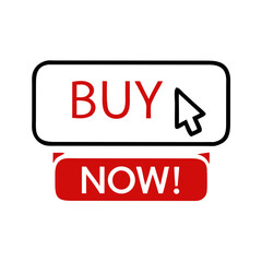 Buy now button icon with cursor in minimal online style