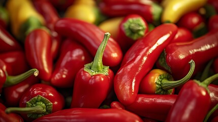 Vibrant red chili peppers close up fresh spicy food hot diet plant spice asian sharp zesty aroma