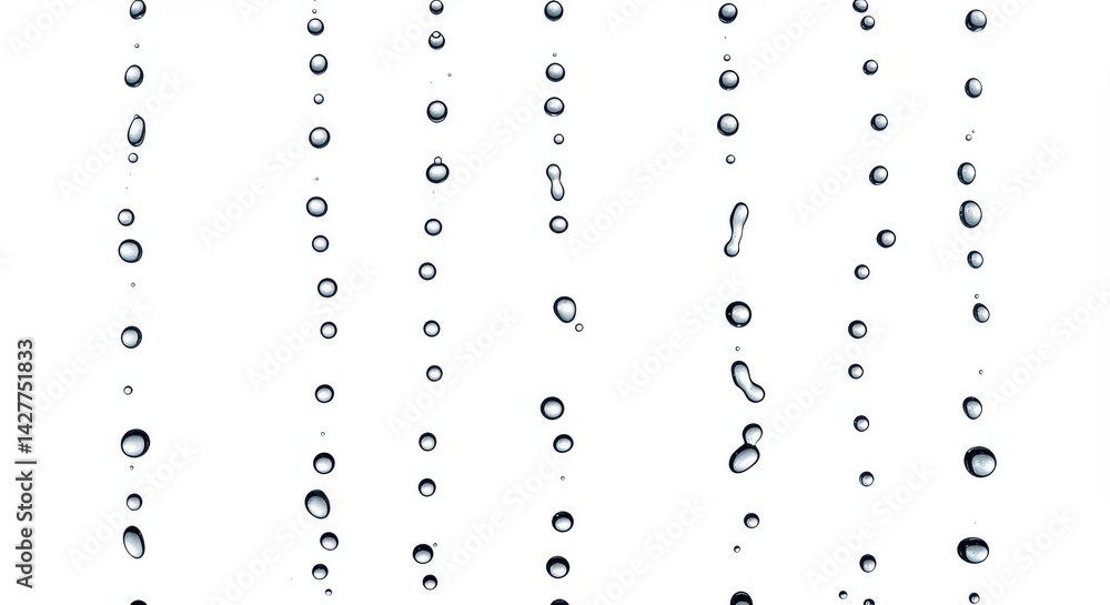 Poster isolated rows of water droplets on a white background creating a minimalist and clean aesthetic look