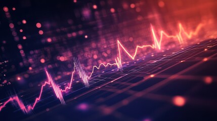 Abstract Digital Data Visualization: Dynamic Pulse Waveform on Grid