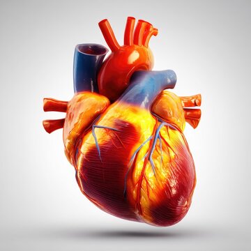 Human heart anatomy, vibrant illustration.