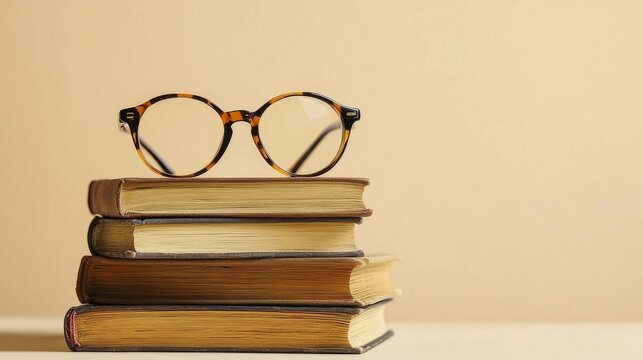 old books and glasses