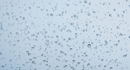 A light blue background filled with many small water droplets and bubbles of varying sizes scattered around