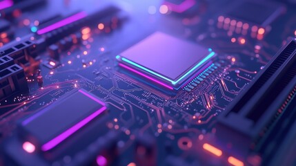 Obraz premium Vibrant Components of an Intricate Motherboard Design