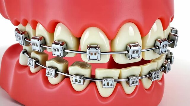 Braces dental, Orthodontic alignment, Tooth correction. Dental health. Brackets enhance smile aesthetics. Aligners ensure proper positioning. Orthodontics improve chewing function.