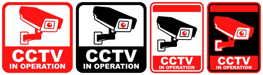 set sign cctv symbol design label template vector illustration