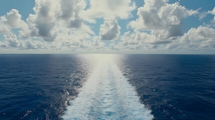 Ocean Vessel's Wake: Clouds, Sky, Sea