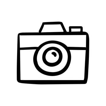Camera doodle vector icon