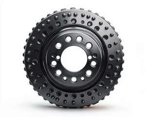 Obraz premium Front View of Automotive Brake Disc Isolated on White Background for Precision Engineering and Design Concepts