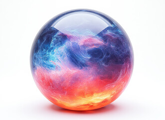 Macrocosm Sphere with Colorful Cosmic Patterns Isolated on White Background
