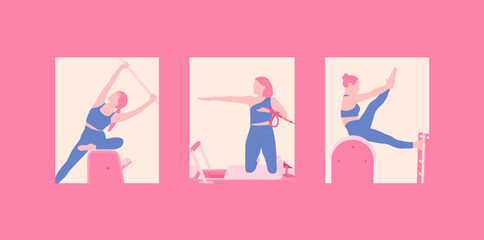 Set of Pilates exercise
