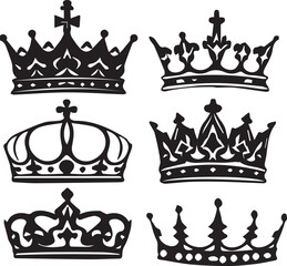 Crown set silhouette vector icon design