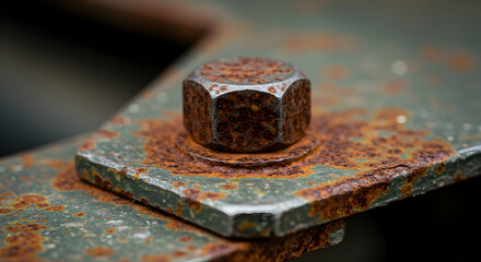 Rusty Bolt And Metal Showing The Effects Of Corrosion In Outdoor Setting