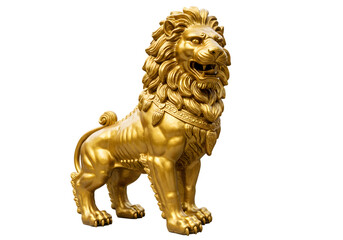 Majestic Golden Lion Statue: A Symbol of Strength and Power transparent background