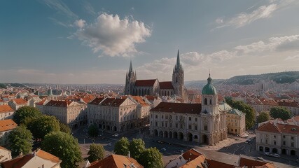 Obraz premium The old buildings looking classic beautiful view