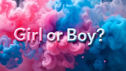 Gender reveal party boy or girl pink blue smoke celebration baby shower announcement surprise gender 4k video