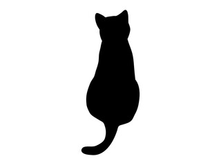 cat silhouette　4  座る　後ろ姿のネコのシルエット