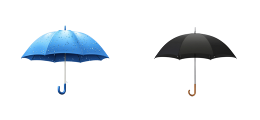 Blue and black umbrella, protection accessory, vector design, cut out transparent