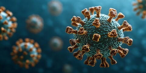 microbial virus structure close-up for scientific research and medical imaging