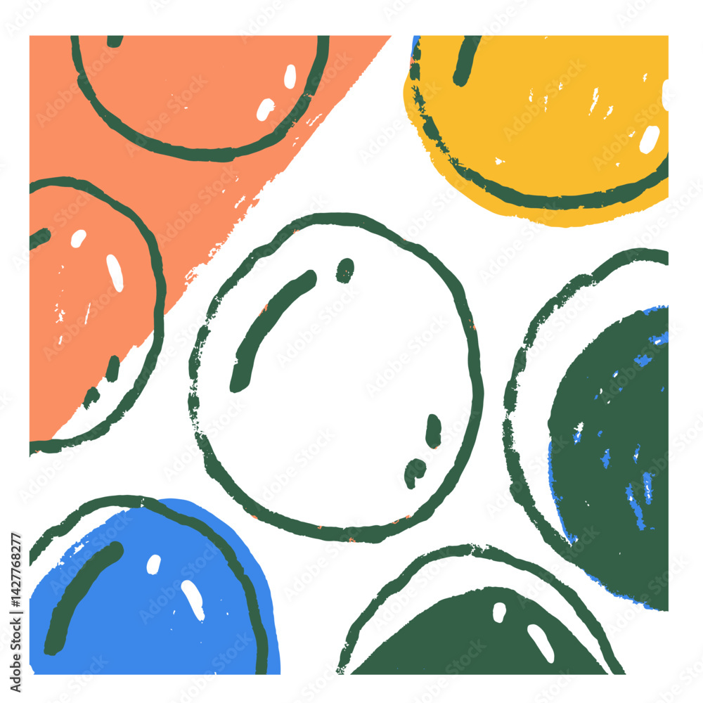 Poster vibrant collection of colorful circular shapes, emphasizing creativity and artistic expression in de