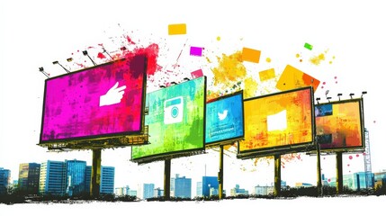 Vibrant Billboards Showcasing Social Media Engagement