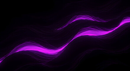 Obraz premium Abstract Purple Energy Waves Flowing on Deep Black Backdrop