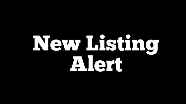 New Listing Alert Promo Animation white bold text with black background