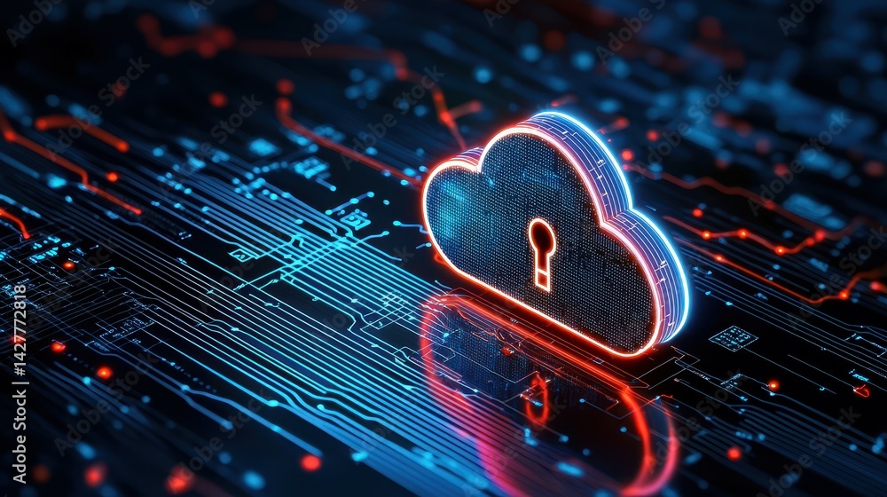 Aufkleber a digitally rendered cloud symbol with a lock, symbolizing secure cloud storage.