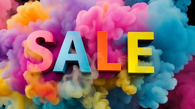 Sale promotion discount offer clearance savings deals marketing advertising colorful smoke design 4k video