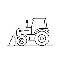 Fototapeta premium Line Art Tractor with Front Loader on White Background 