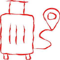 travel icon in scribble style. red line scribble icon