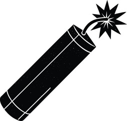 Dynamite Silhouette Vector | Explosive Stick, Bomb Icon & Blast Symbol in Black Vector