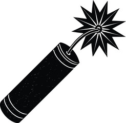 Dynamite Silhouette Vector | Explosive Stick, Bomb Icon & Blast Symbol in Black