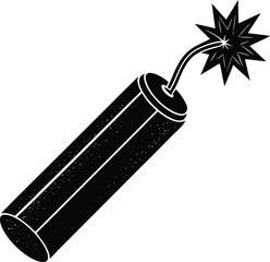 Dynamite Silhouette Vector | Explosive Stick, Bomb Icon & Blast Symbol in Black Vector