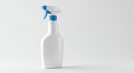 White spray bottle with blue nozzle on a white background