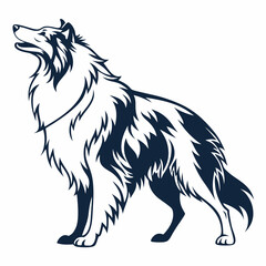 AN Elegant Rough Collie silhouette icon set against a clean white background. 