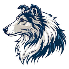 Rough Collie head silhouette vector illustration icon , logo type..