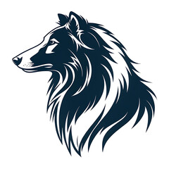 A Rough Collie dog silhouette vector illustration on white background
