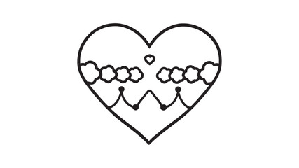 Bleeding Heart line art illustration of a delicate floral design