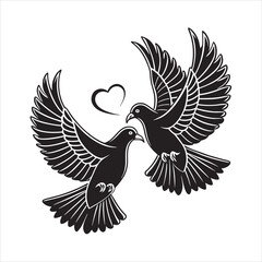 Obraz premium Doves flying together in love symbol with heart shape.