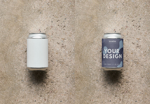 Mockup Of Customizable 33Cl Drinks Can On Concrete Background