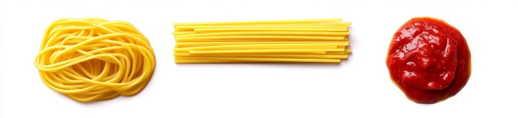 Uncooked Pasta and Tomato Sauce