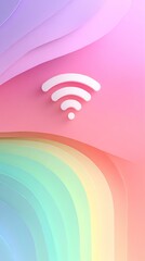 Obraz premium iot A vibrant and colorful digital background featuring a WiFi symbol and soft flowing gradients.